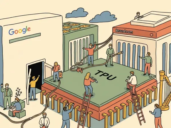 Editorial illustration for: Anthropic Signs Multi-Gigawatt TPU Deal with Google and Broadcom, Targets 2027 Deployment