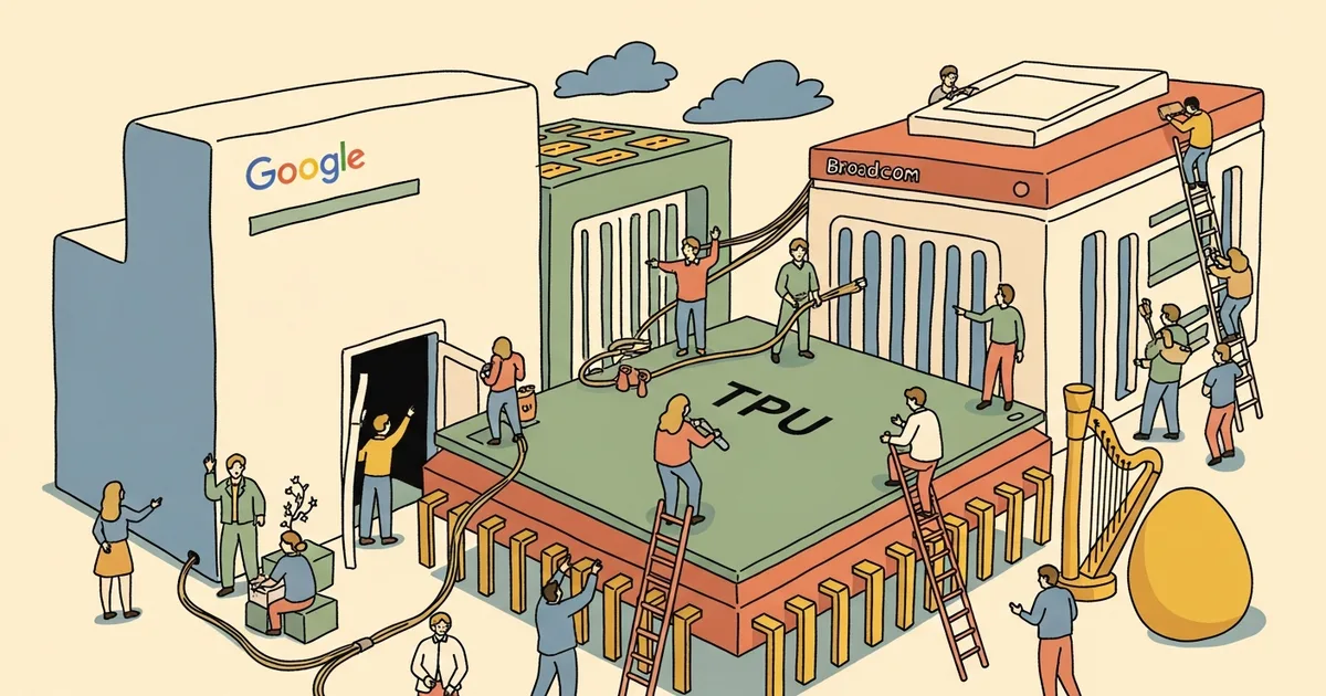 Editorial illustration for: Anthropic Signs Multi-Gigawatt TPU Deal with Google and Broadcom, Targets 2027 Deployment