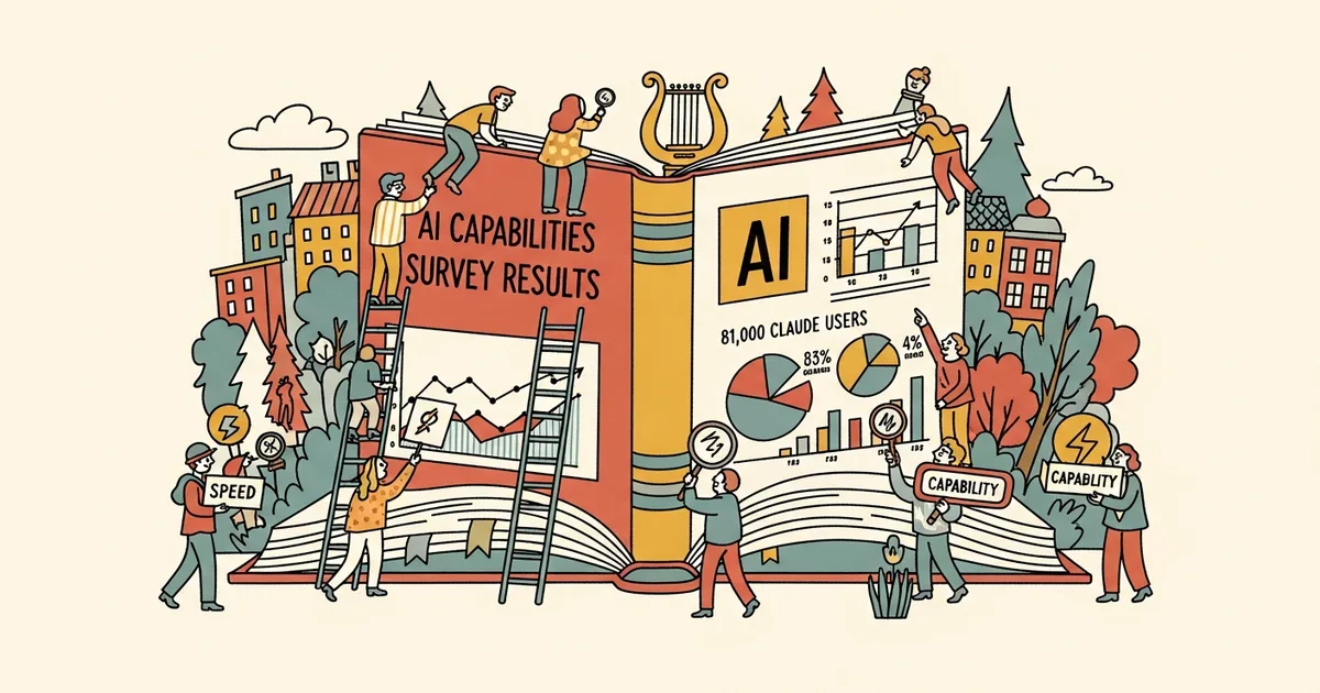 Editorial illustration for: Anthropic Survey: New AI Capabilities Edge Out Speed for 81,000 Claude Users
