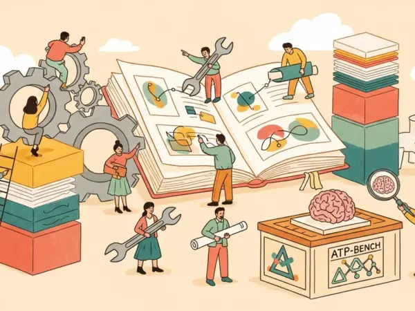 Editorial illustration for: ATP-Bench: Towards Agentic Tool Planning for MLLM Interleaved Generation