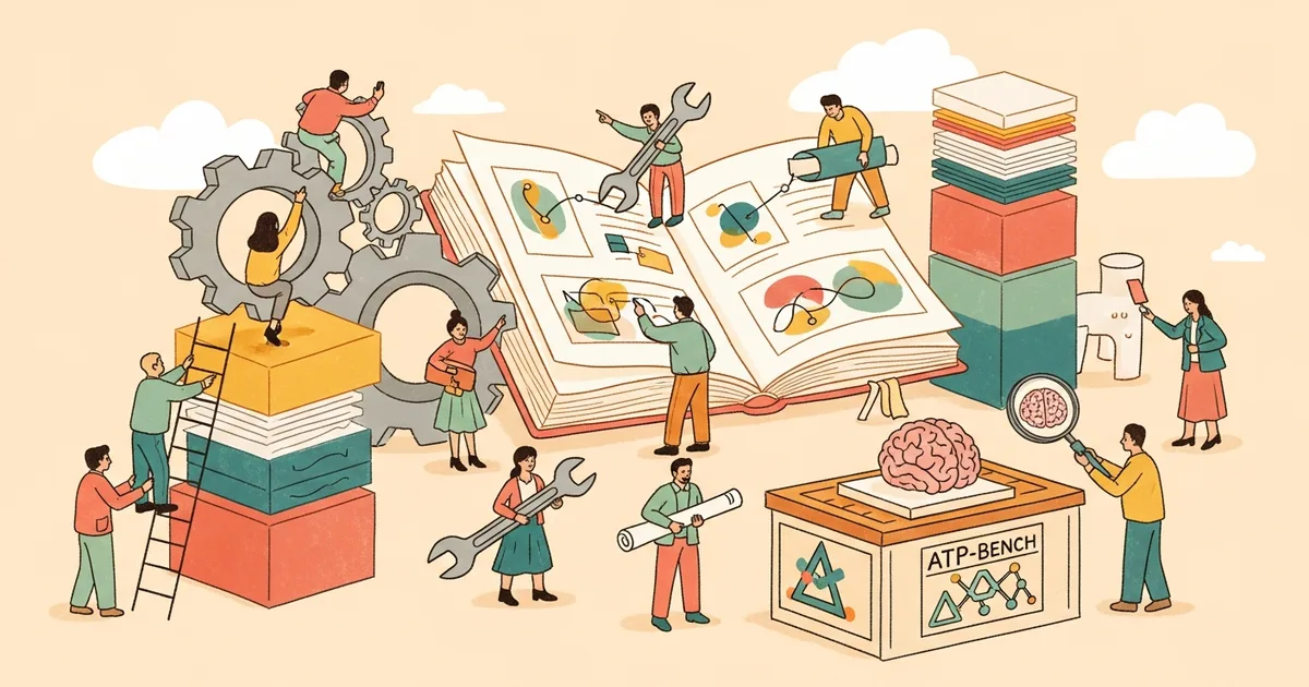 Editorial illustration for: ATP-Bench: Towards Agentic Tool Planning for MLLM Interleaved Generation