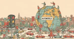 Editorial illustration for: AutoWorld: Scaling Multi-Agent Traffic Simulation with Self-Supervised World Models