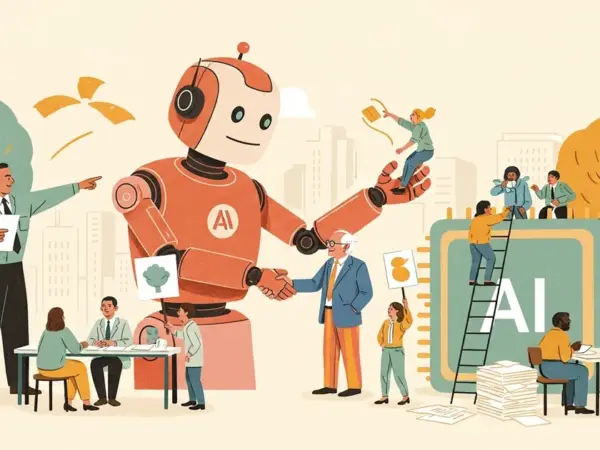 Editorial illustration for: Union Leaders Met With Bernie Sanders on AI Jobs — Legislation Is Coming