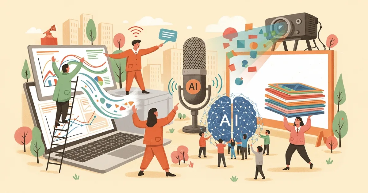 Editorial illustration for: Best AI Presentation Tools 2026