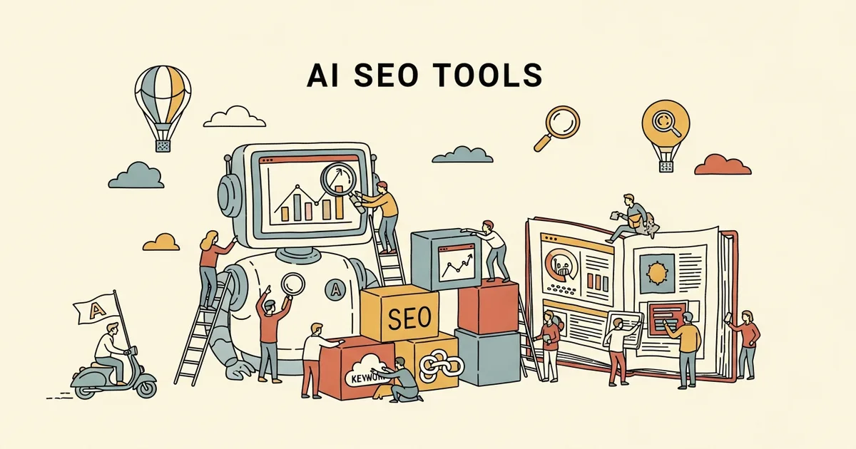 Editorial illustration for: Best AI SEO Tools 2026