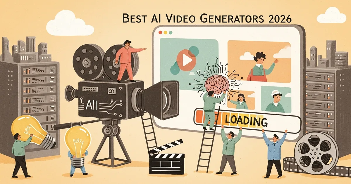 Editorial illustration for: Best AI Video Generators 2026