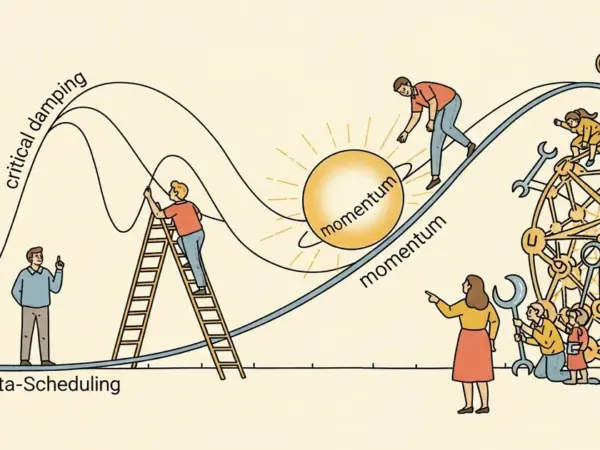 Editorial illustration for: Beta-Scheduling: Momentum from Critical Damping as a Diagnostic and Correction Tool for Neural Ne