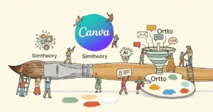 Editorial illustration for: Canva Acquires AI Firm Simtheory and Marketing Platform Ortto in Dual Deal