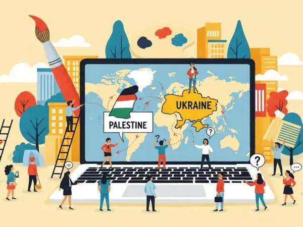 Editorial illustration for: Canva's Magic Layers AI Replaced 'Palestine' With 'Ukraine' in User Designs