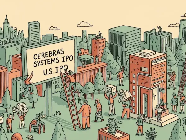 Editorial illustration for: Cerebras Systems Files Publicly for US IPO Months After Withdrawing 2024 Attempt