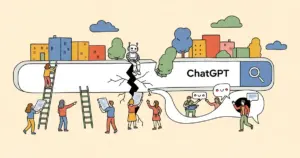 Editorial illustration for: ChatGPT Now Handles 20% of All Search Traffic on Earth — Google’s Monopoly Has a Crack [2026 Data