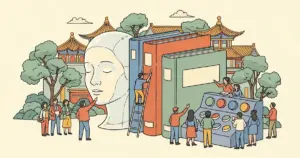 Editorial illustration for: China Is Building AI Avatars of Dead Relatives. Regulators Are Catching Up.