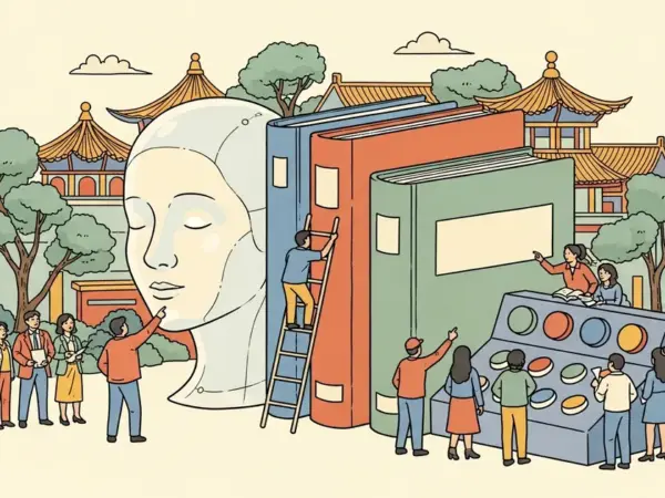 Editorial illustration for: China Is Building AI Avatars of Dead Relatives. Regulators Are Catching Up.