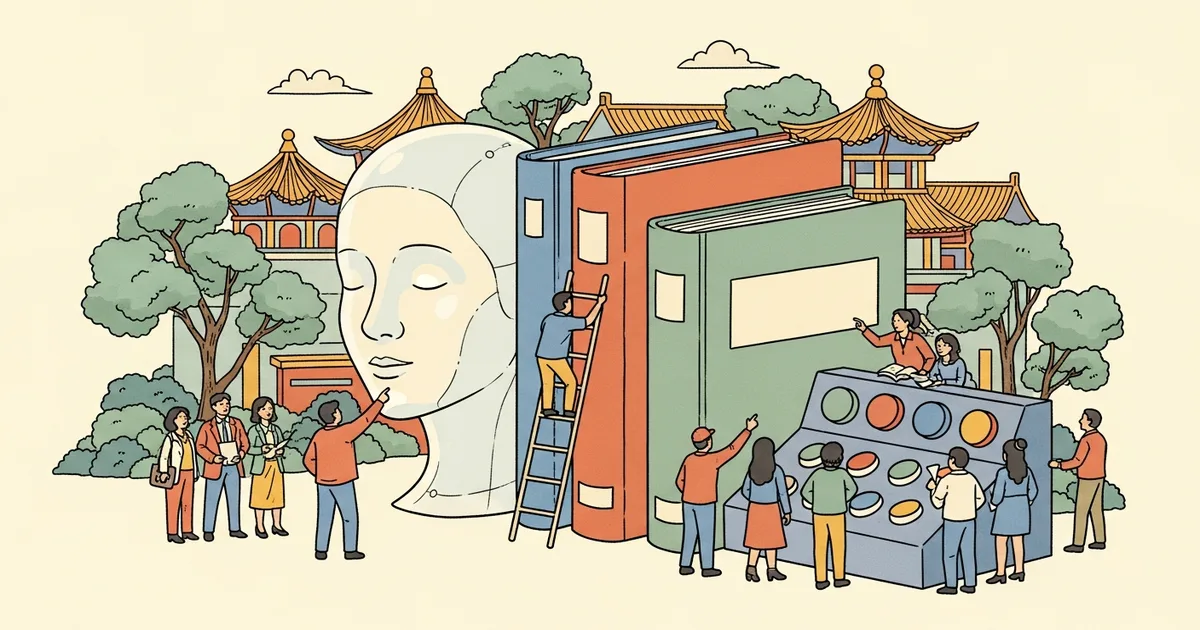 Editorial illustration for: China Is Building AI Avatars of Dead Relatives. Regulators Are Catching Up.