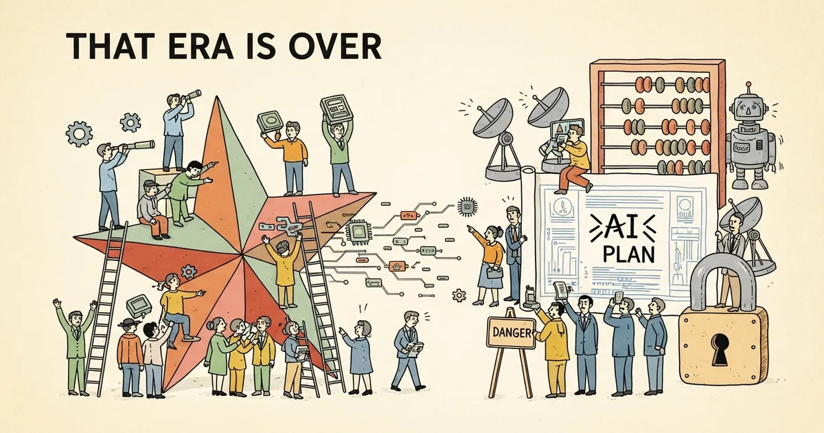 Editorial illustration for: 'That Era Is Over': China's 5-Point AI Plan Alarms U.S. Security Chiefs