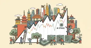 Editorial illustration for: China’s New AI Stocks Drive Volatility in Asia as Hype Grows