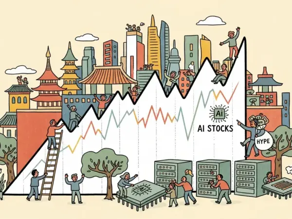 Editorial illustration for: China’s New AI Stocks Drive Volatility in Asia as Hype Grows