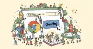 Editorial illustration for: Chrome 'Skills': Run Gemini Prompts on Any Page With One Click