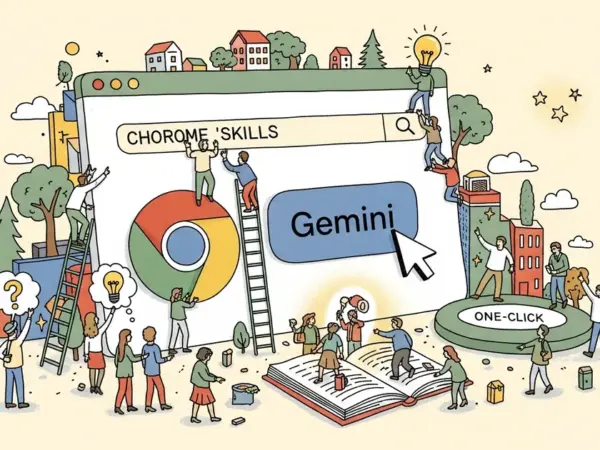 Editorial illustration for: Chrome 'Skills': Run Gemini Prompts on Any Page With One Click