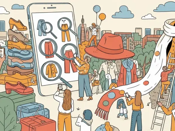 Editorial illustration for: Point Your Phone at Any Outfit and Google Will Find Every Piece — Circle to Search's Fashion Upgr