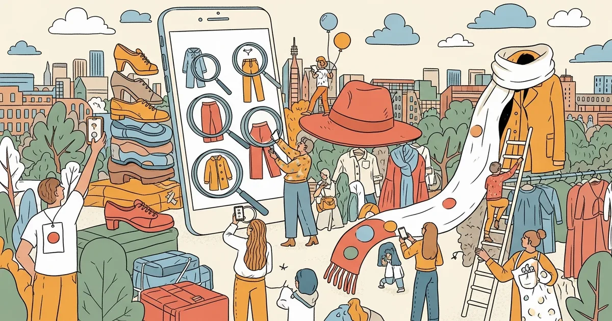 Editorial illustration for: Point Your Phone at Any Outfit and Google Will Find Every Piece — Circle to Search's Fashion Upgr