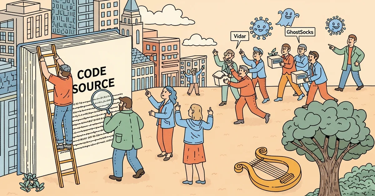 Editorial illustration for: Claude Code Source Leak Exploited by Hackers Distributing Vidar and GhostSocks Malware