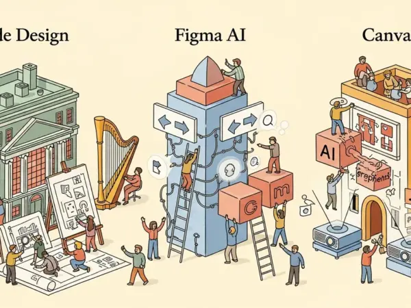 Editorial illustration for: Claude Design vs Figma AI vs Canva AI 2026: Which Wins?