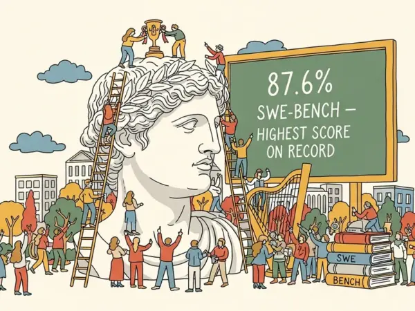 Editorial illustration for: Claude Opus 4.7 Hits 87.6% on SWE-bench — The Highest Score on Record