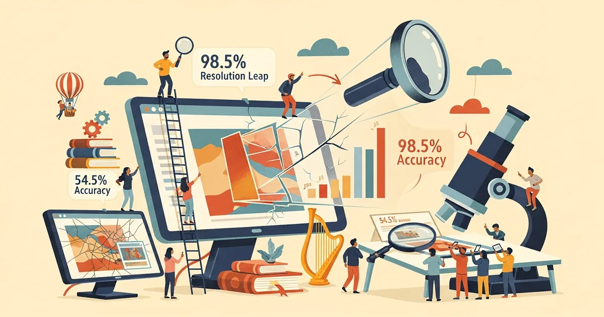 Editorial illustration for: Claude Opus 4.7's Vision Just Jumped to 98.5% Accuracy on Screenshots — Up From 54.5% on the Prev