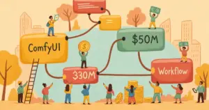 Editorial illustration for: ComfyUI Raises $30M at $500M Valuation on Node-Based AI Workflow Demand