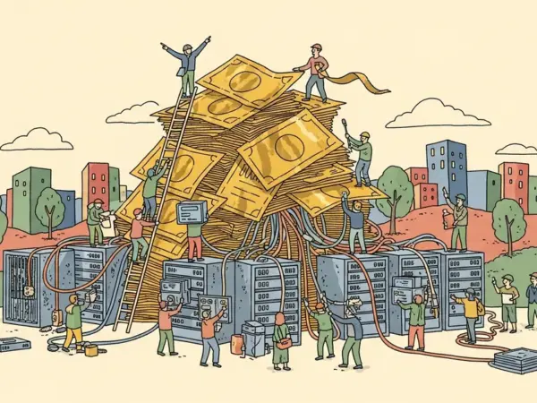 Editorial illustration for: Core Scientific Raises $3.3B in Junk Bonds for AI Infrastructure