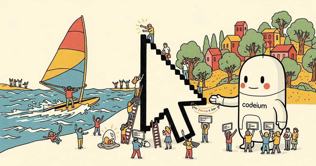 Editorial illustration for: Cursor vs Windsurf vs Codeium (Cody) 2026: The AI IDE Battle