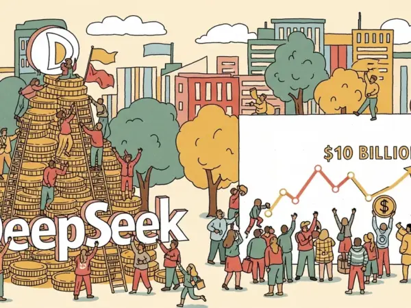 Editorial illustration for: DeepSeek's First External Raise: $300M at a $10 Billion Valuation