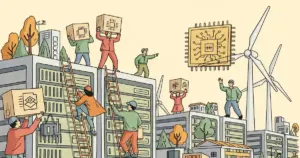 Editorial illustration for: DeepSeek Posts Data Center Jobs in Inner Mongolia as Blackwell Chip Reports Emerge