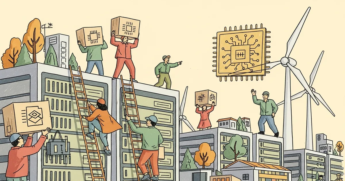 Editorial illustration for: DeepSeek Posts Data Center Jobs in Inner Mongolia as Blackwell Chip Reports Emerge