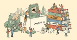 Editorial illustration for: DeepSeek V4 Launch: 1.6 Trillion Parameters, Huawei Chips, 36x Cheaper Than GPT-5.5