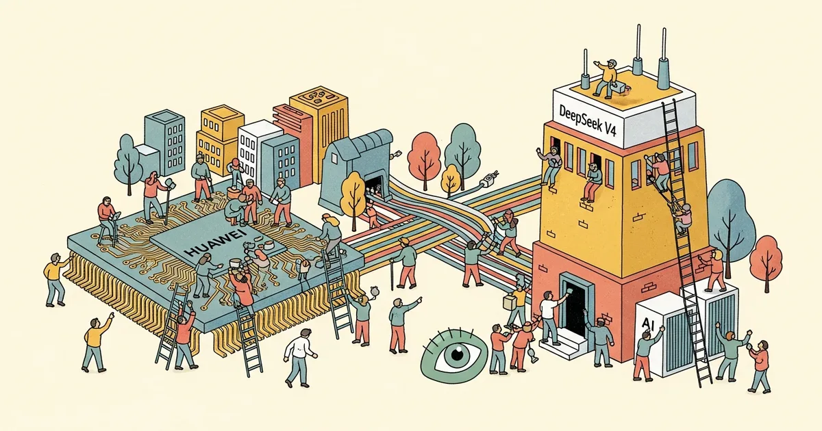 Editorial illustration for: DeepSeek V4 to Run Entirely on Huawei Chips as China Pushes AI Independence From Nvidia