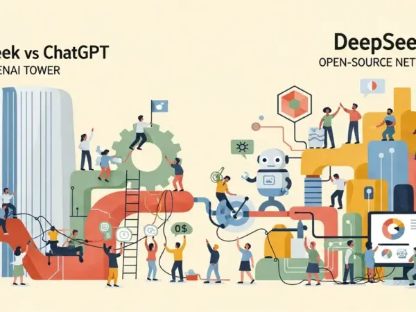 Editorial illustration for: DeepSeek vs ChatGPT 2026: The Open-Source AI That Matches OpenAI for $0