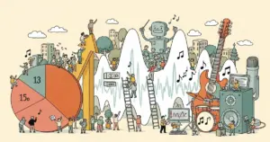 Editorial illustration for: Deezer: AI-Generated Tracks Now 44% of Daily Uploads, Up from 18% in Early 2025