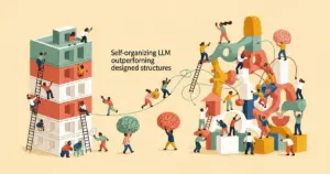 Editorial illustration for: Drop the Hierarchy and Roles: How Self-Organizing LLM Agents Outperform Designed Structures