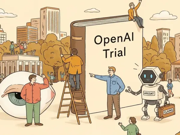Editorial illustration for: Musk Blinked: Fraud Claims Dropped, OpenAI Trial Still Coming