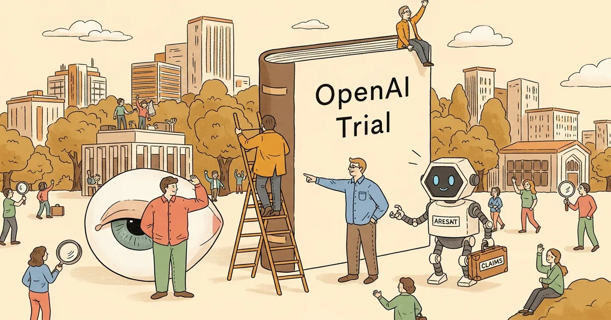 Editorial illustration for: Musk Blinked: Fraud Claims Dropped, OpenAI Trial Still Coming