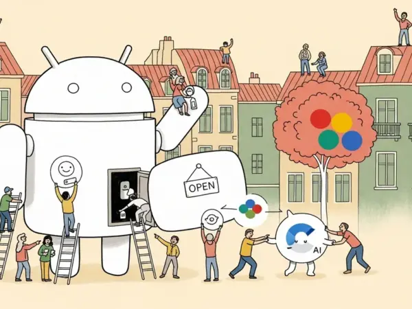 Editorial illustration for: EU Escalates Pressure on Google to Open Android to AI Assistant Rivals