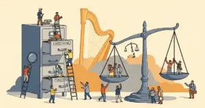 Editorial illustration for: Federal Appeals Court Refuses to Pause Pentagon's Anthropic Supply-Chain Risk Label