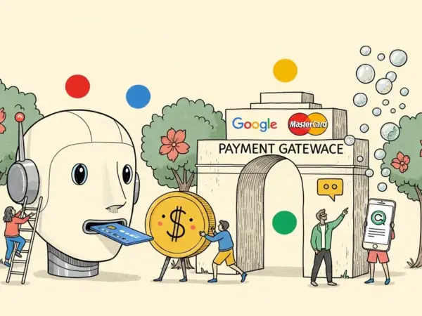 Editorial illustration for: FIDO Alliance Launches AI Agent Payment Standards With Google and Mastercard