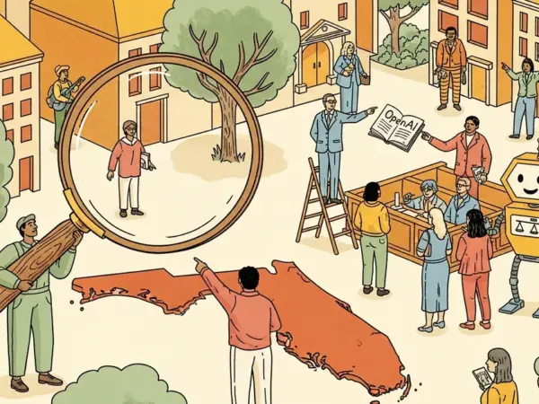 Editorial illustration for: Florida Opens Criminal Investigation Into OpenAI Over FSU Shooting