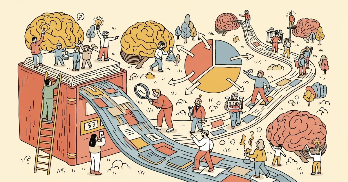 Editorial illustration for: FlowPIE: Test-Time Scientific Idea Evolution with Flow-Guided Literature Exploration