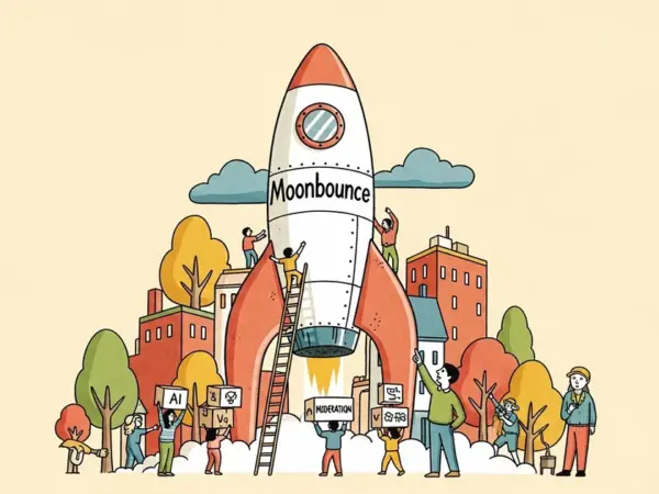 Editorial illustration for: Former Facebook Executive Raises $12 Million for AI Content Moderation Startup Moonbounce