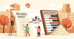 Editorial illustration for: Frontier Radar #2: Why AI productivity gets lost between benchmarks and the balance sheet