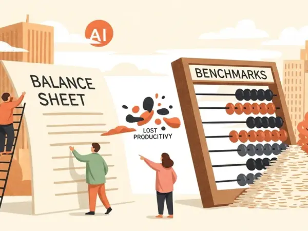 Editorial illustration for: Frontier Radar #2: Why AI productivity gets lost between benchmarks and the balance sheet